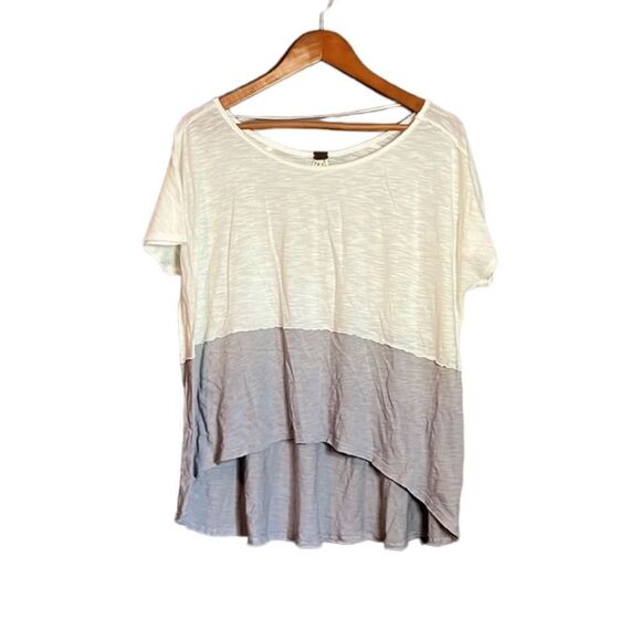 Free people we the free off white and grey color block tee - Picture 1 of 11